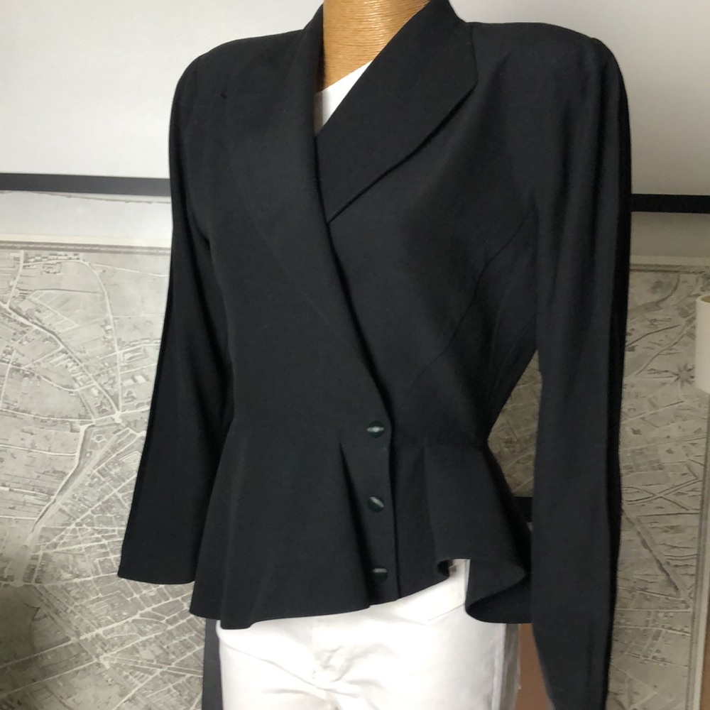 MUGLER Black Women's Tailored Peplum Jacket Size 40 - Picture 5 of 16